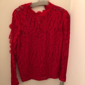 Red lace long sleeve
